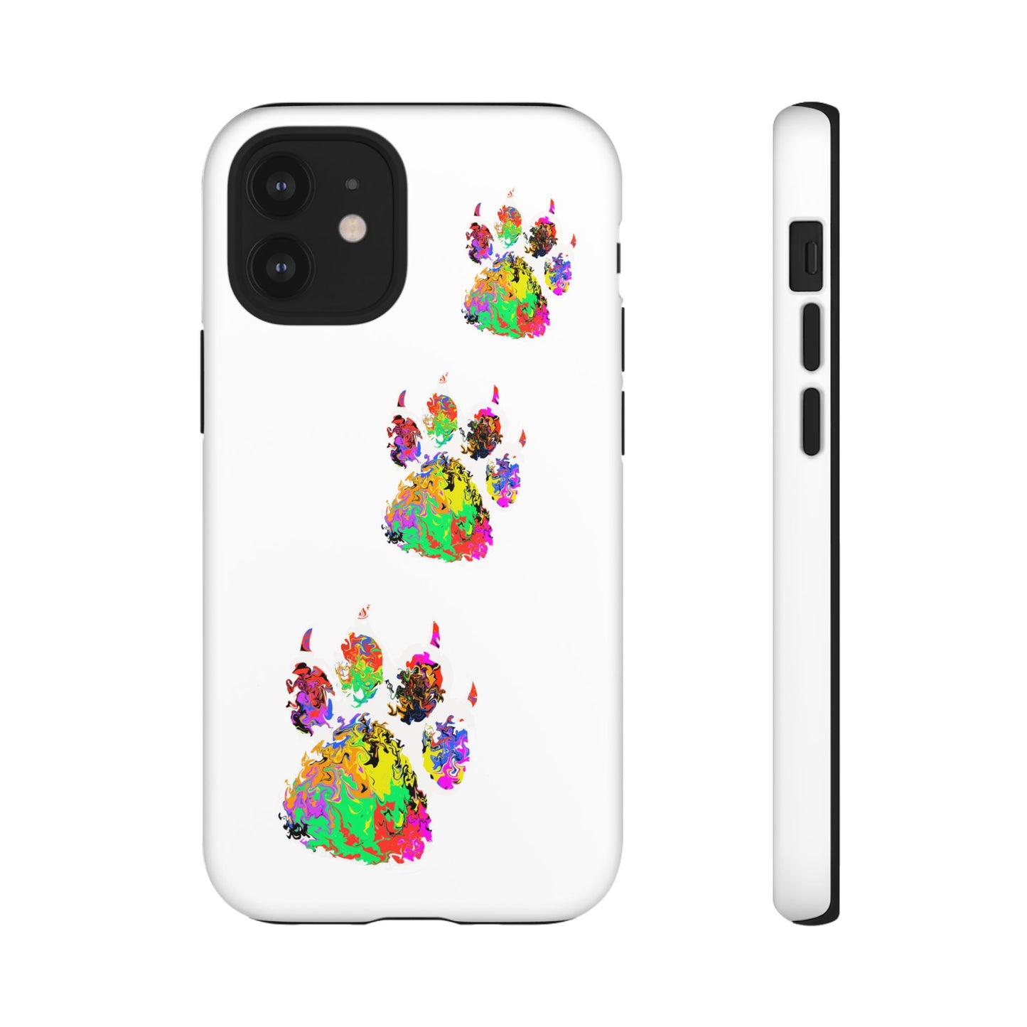Phone Case — Colorful Paw Print Tough Case, Pet Lover Protective Phone Cover