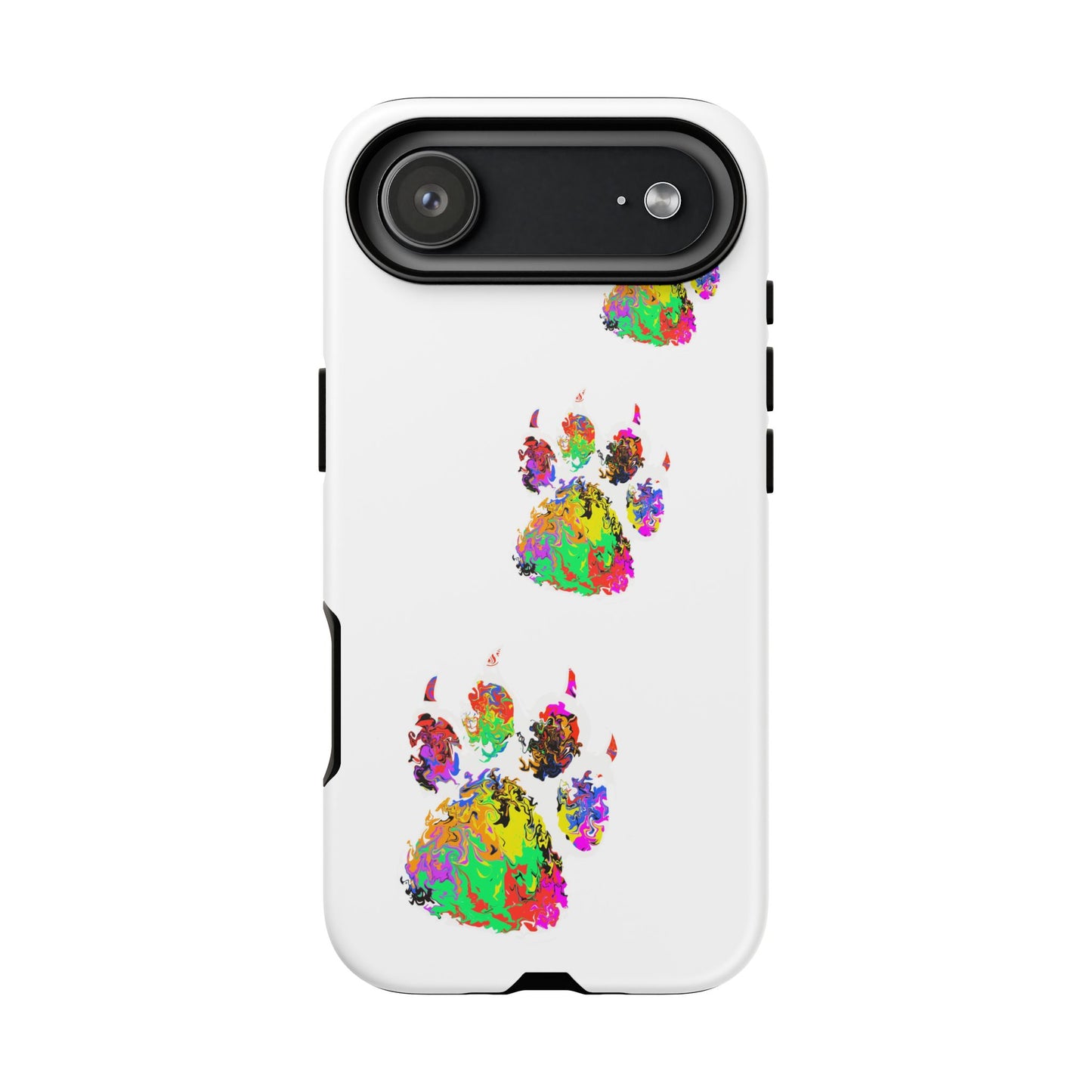 Phone Case — Colorful Paw Print Tough Case, Pet Lover Protective Phone Cover