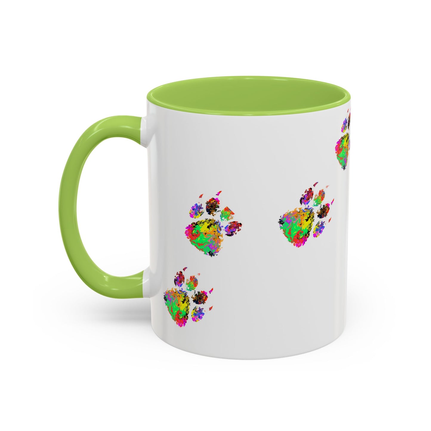 Colorful Paw Print Coffee Mug — Vibrant Pet Lover Accent Mug (11/15oz)
