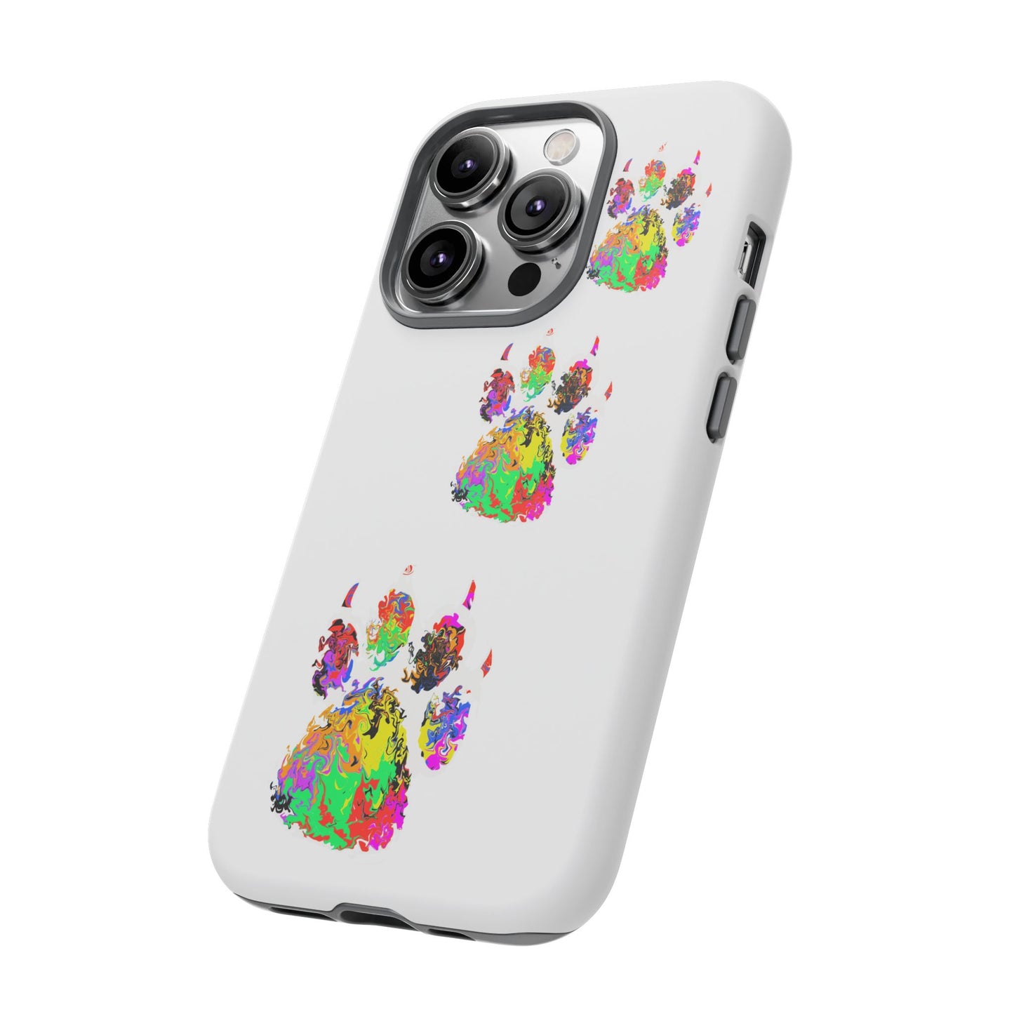 Phone Case — Colorful Paw Print Tough Case, Pet Lover Protective Phone Cover