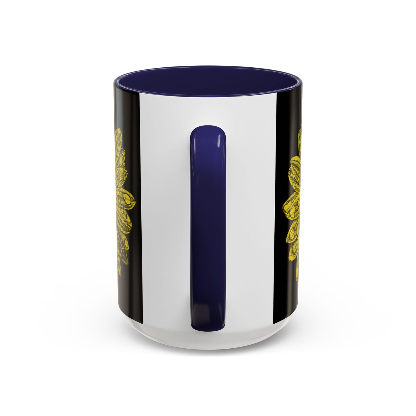 Sunflower Waterdrop Accent Coffee Mug — Yellow Floral 11/15oz