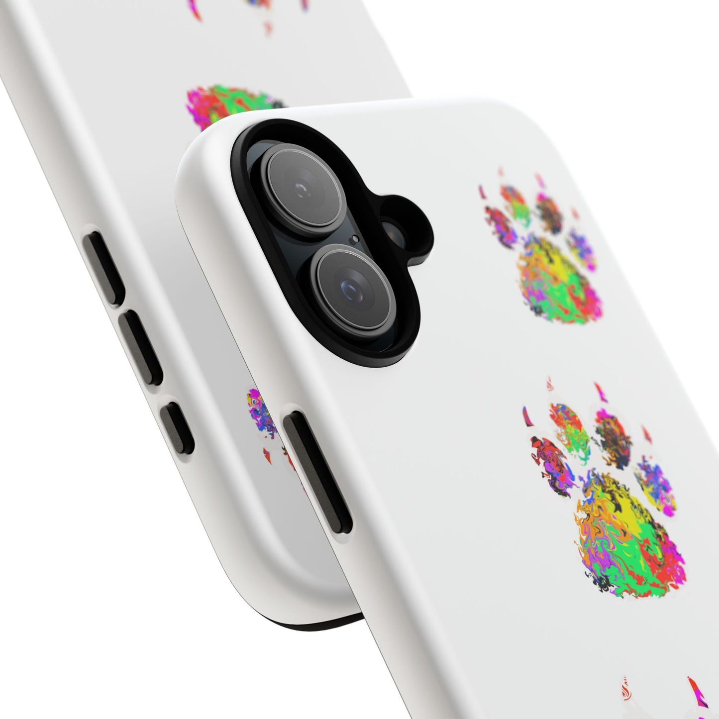 Phone Case — Colorful Paw Print Tough Case, Pet Lover Protective Phone Cover