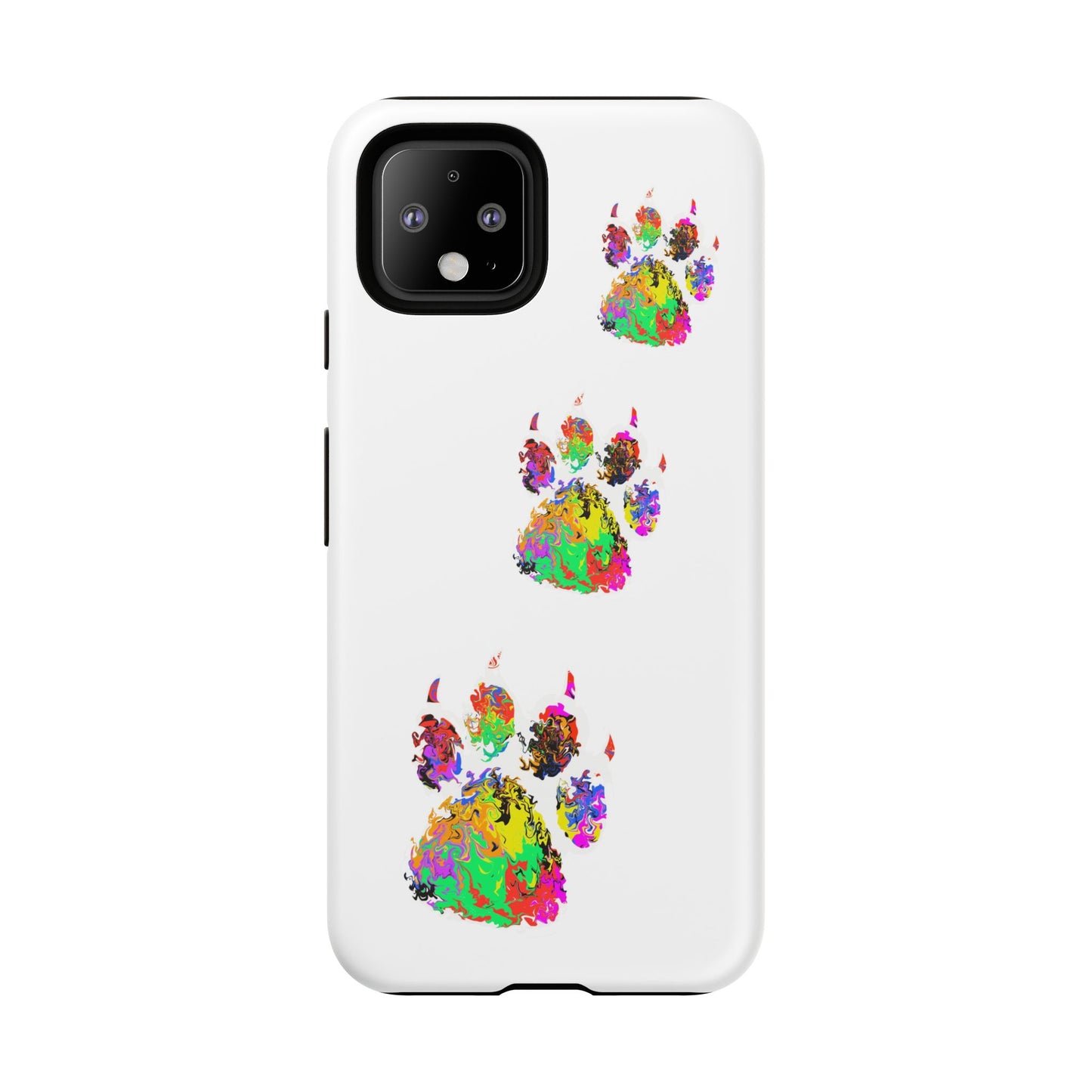 Phone Case — Colorful Paw Print Tough Case, Pet Lover Protective Phone Cover