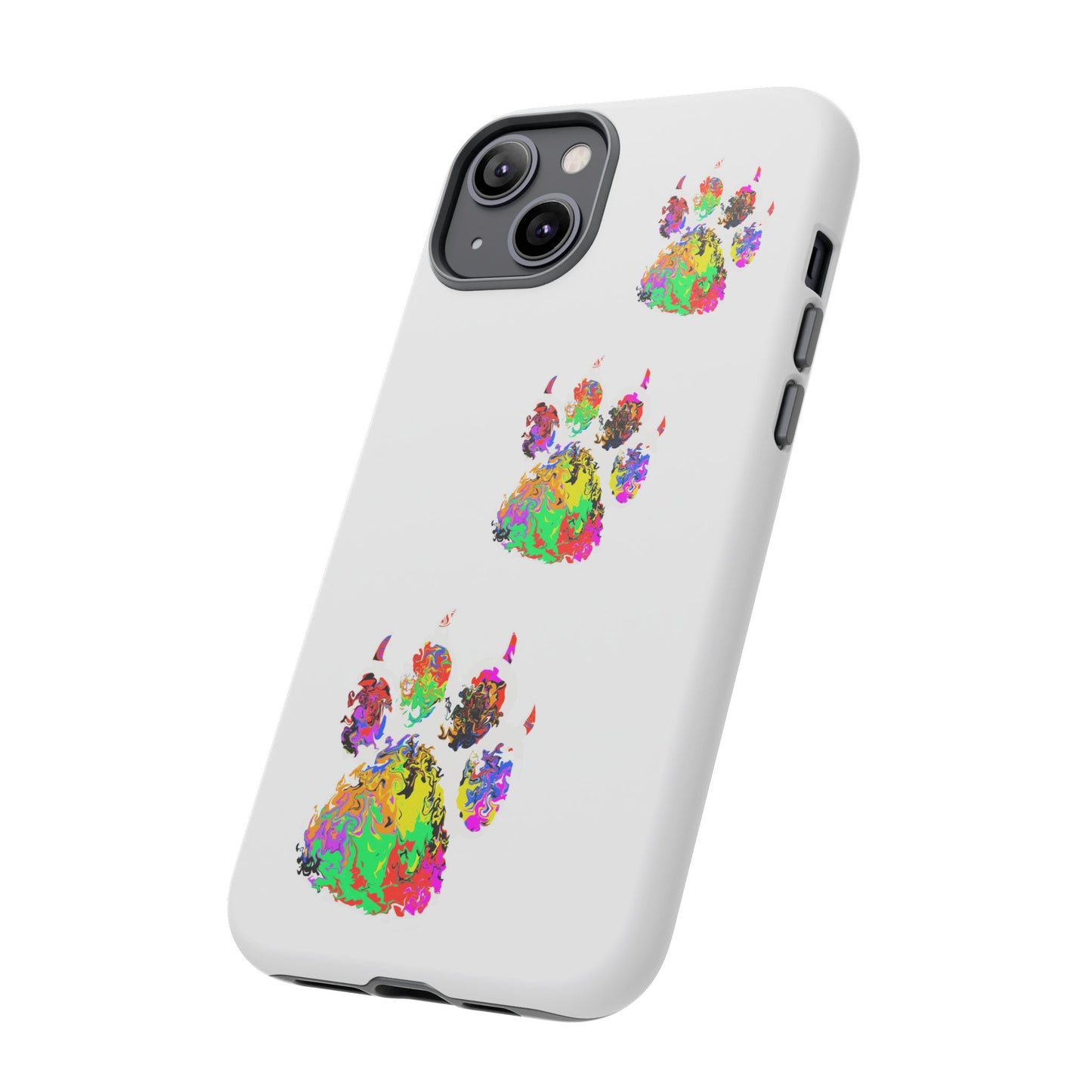 Phone Case — Colorful Paw Print Tough Case, Pet Lover Protective Phone Cover
