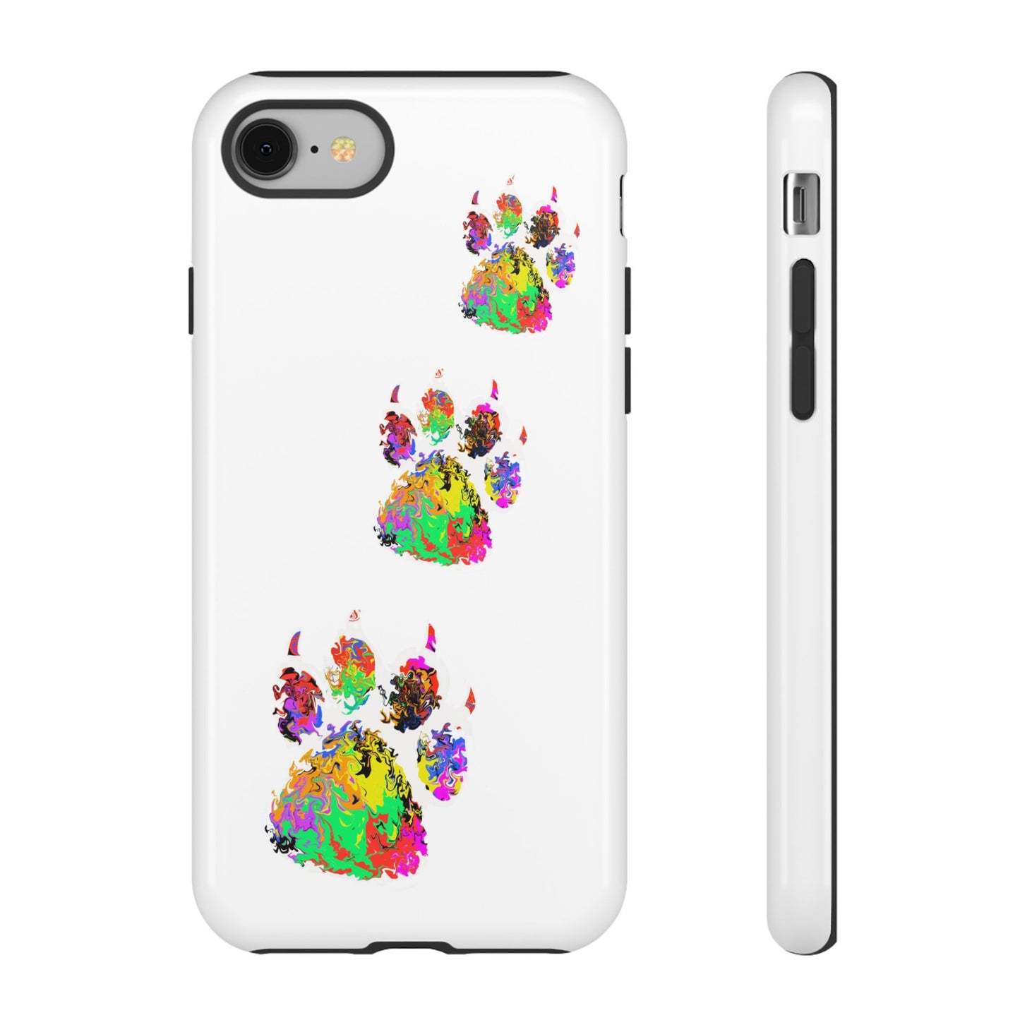 Phone Case — Colorful Paw Print Tough Case, Pet Lover Protective Phone Cover