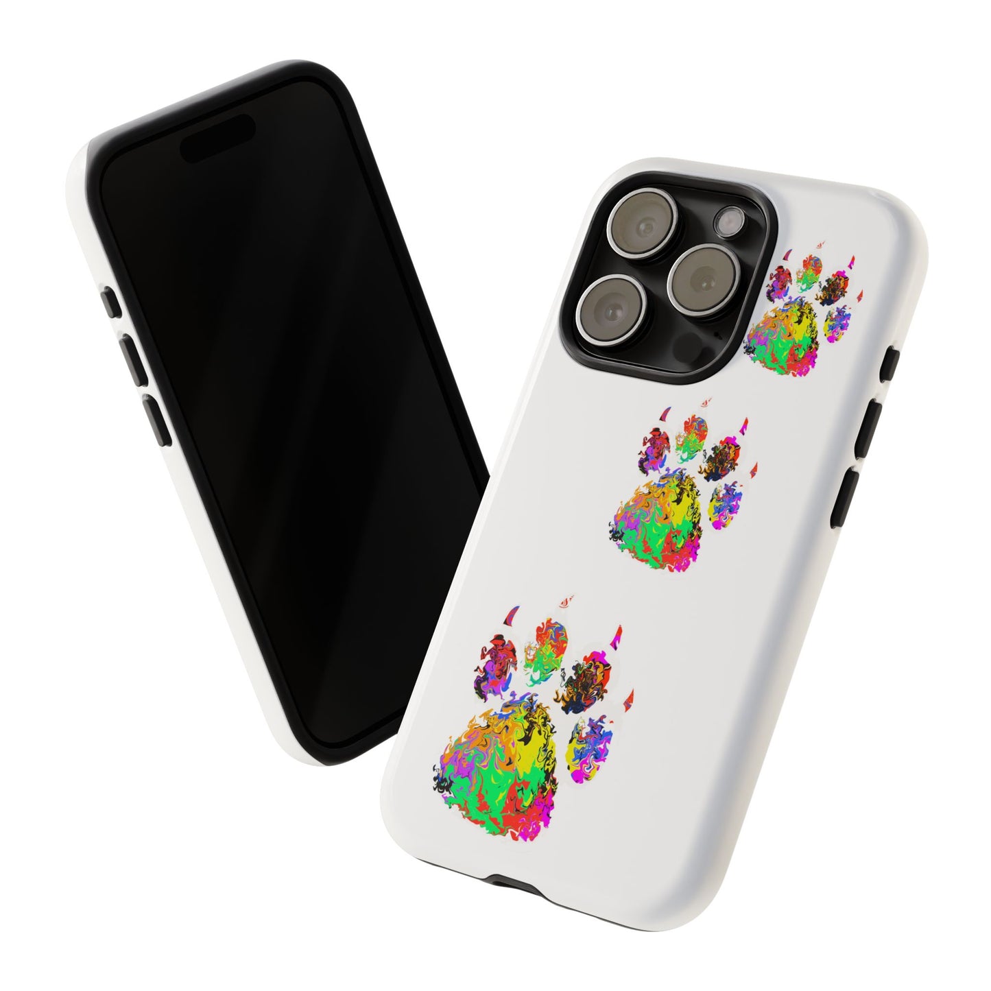Phone Case — Colorful Paw Print Tough Case, Pet Lover Protective Phone Cover