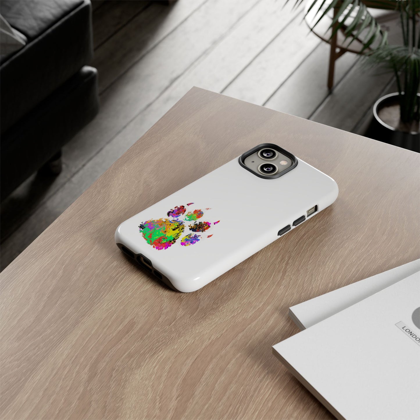 Colorful Paw Print Phone Case — Protective Pet Lover iPhone Case