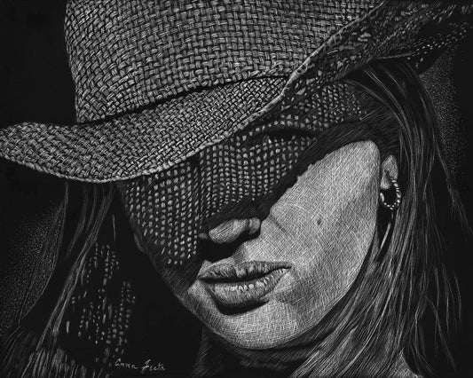 Veiled Resolve Scratchboard series by Anna Festa