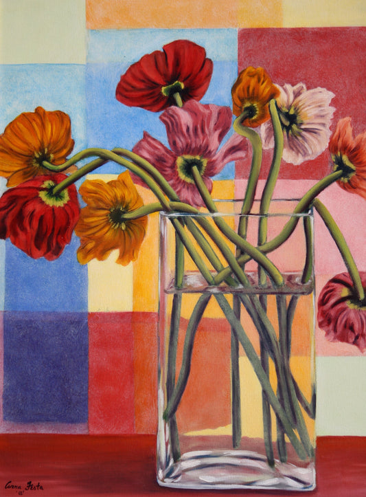 Patchwork Flowers — Giclée Fine Art Print (16 x 20)