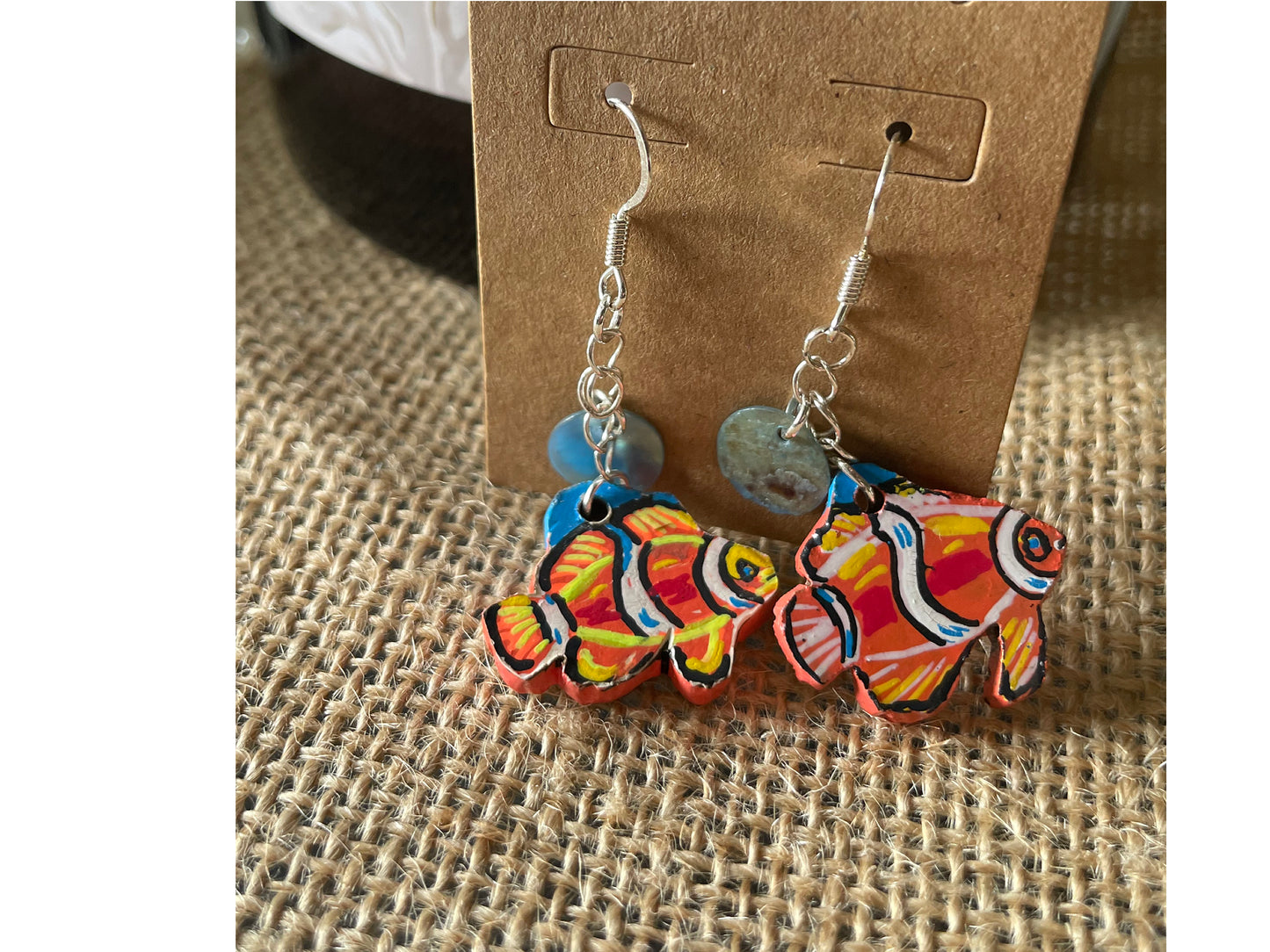 Tropical Reef Treasures – Hand-Carved Clownfish Earrings