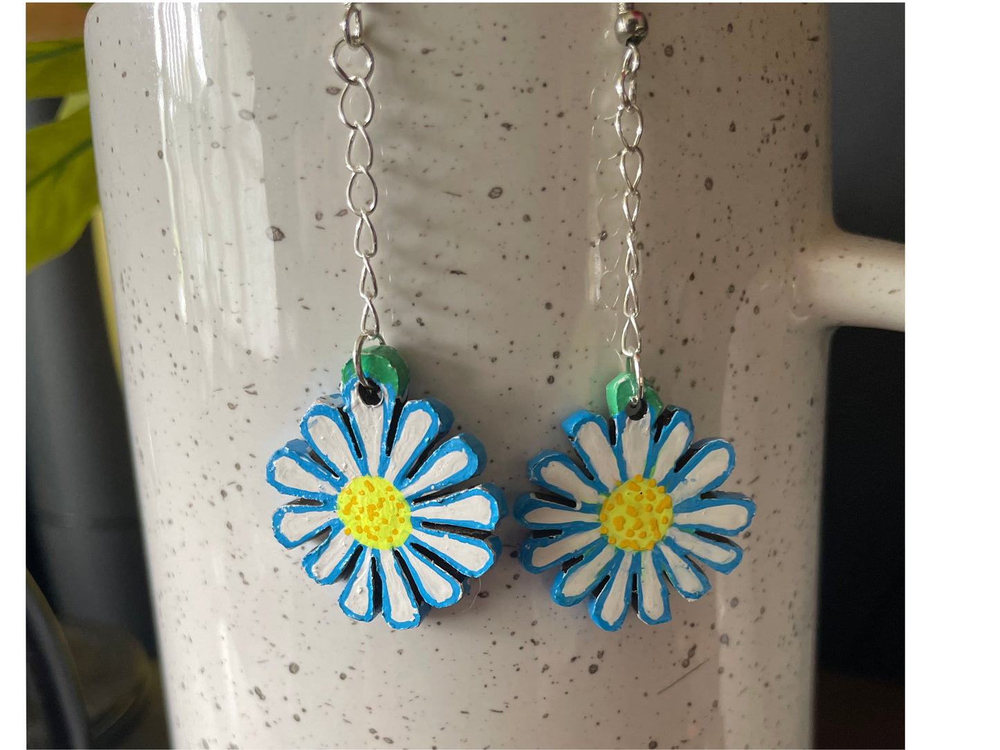 Daisy Days – Hand Carved & Painted Earrings