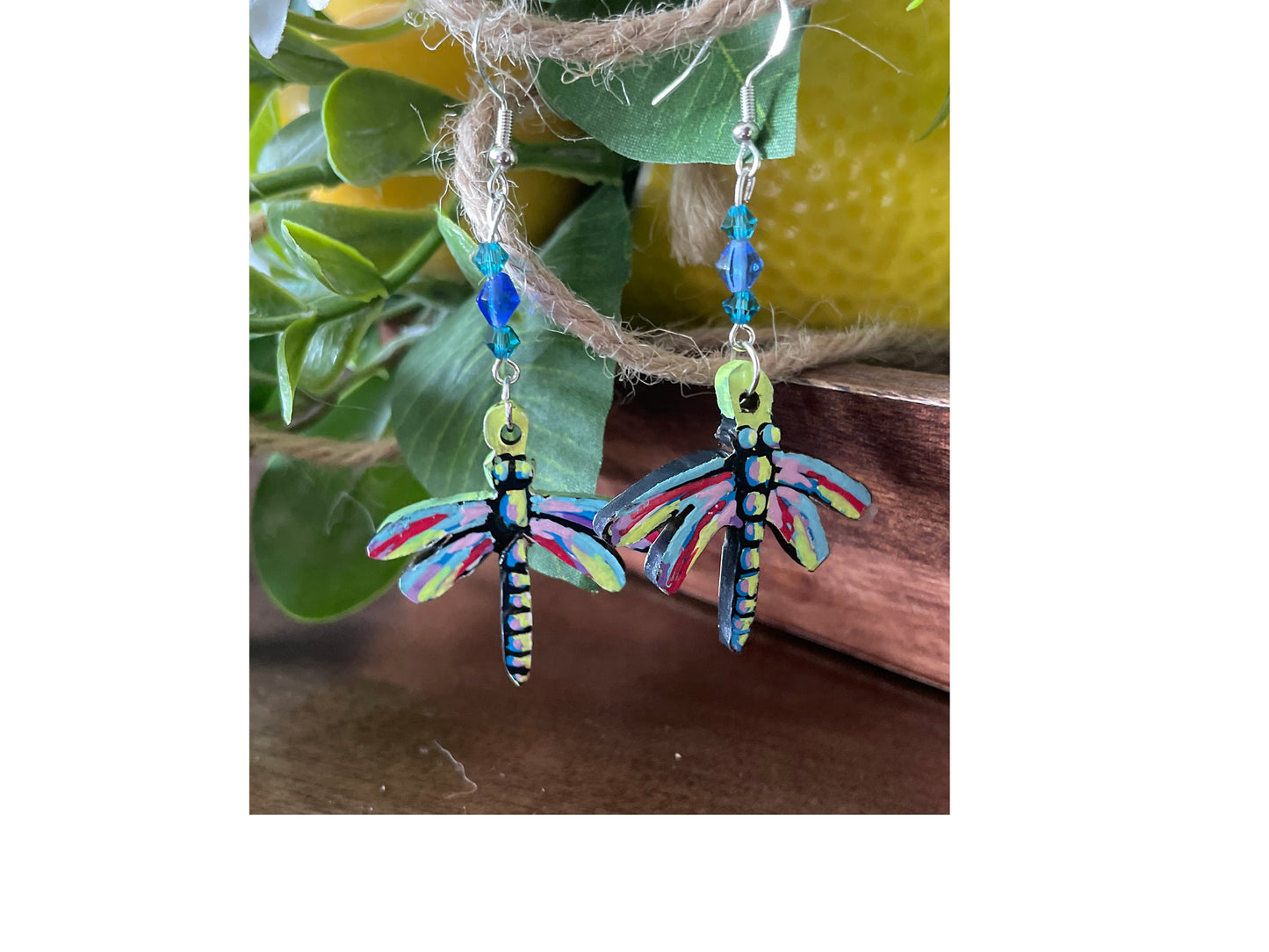 “Whimsical Dragonfly Dreams” — Hand-Carved, Hand-Painted Earrings